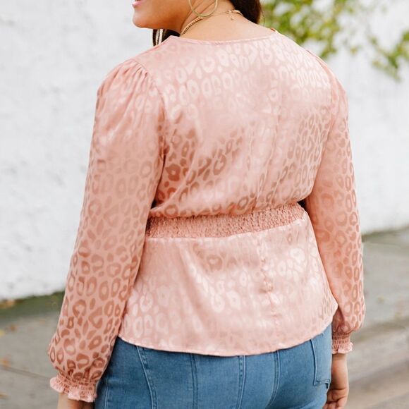 Plus Size Leopard Peplum Blouse - Picture 4 of 5